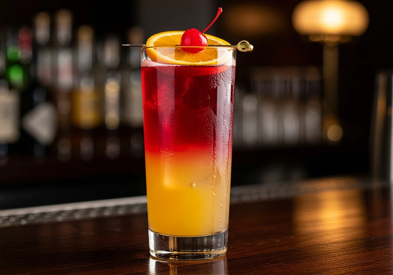 Amaretto Sunset - Likör cocktail recept