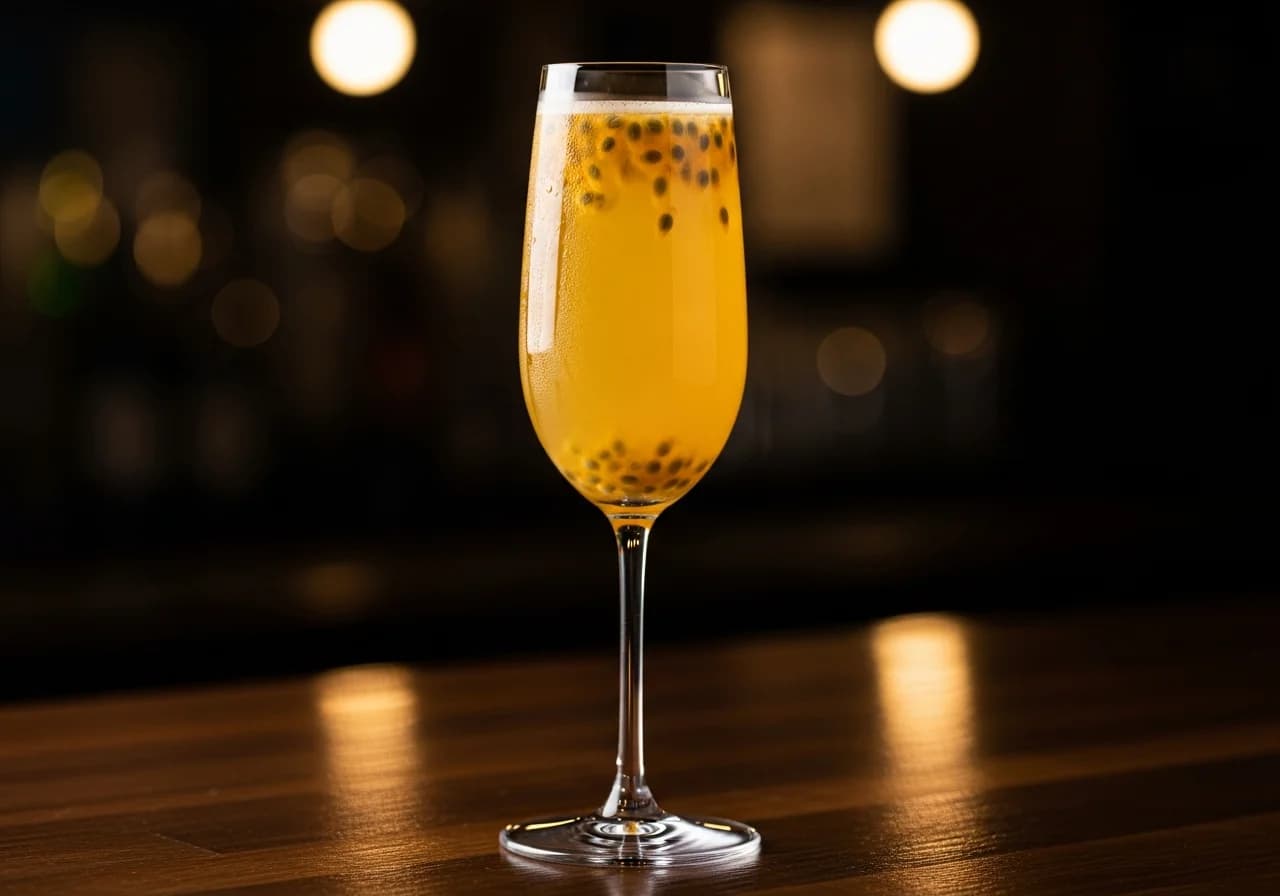 Alkoholfri Bellini Passionsfrukt - Alkoholfritt cocktail recept