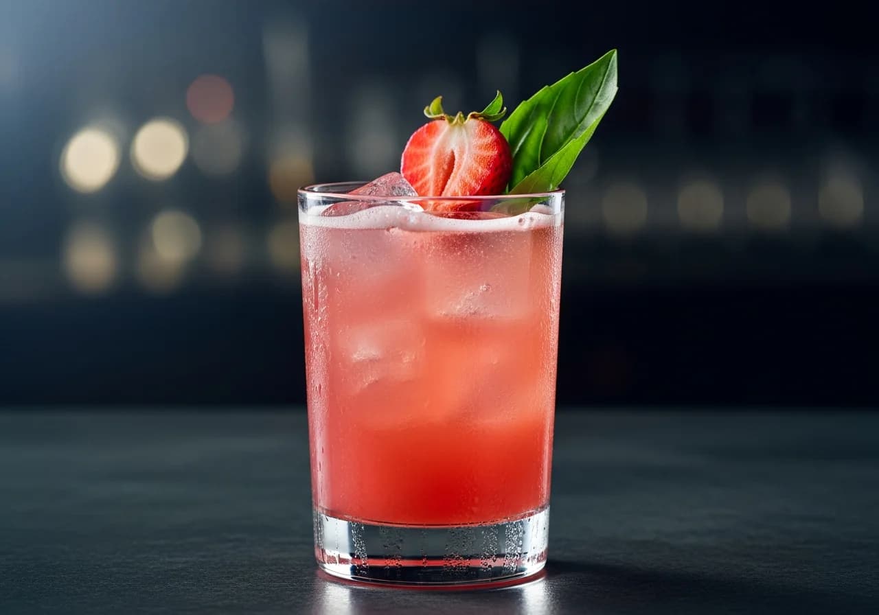 Strawberry Basil Smash Drink - Vodka cocktail recept